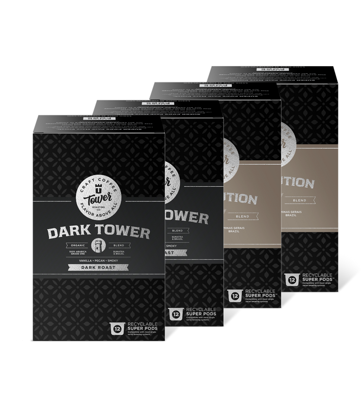 12ct - Dark Tower, Revolution, Dark Roast Bundle Coffee Pods Tower Roasting Co.
