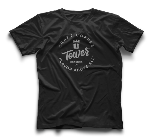 Tower Roasting Co T-Shirt. Craft Coffee Flavor Above All